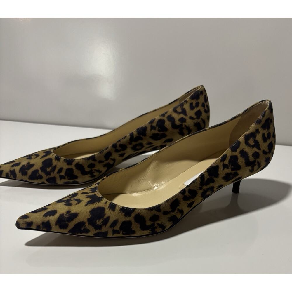 Jimmy Choo Leopard Print Kitten Heel Pumps Shoes Suede Professional Sz 38.5 - Picture 4 of 16